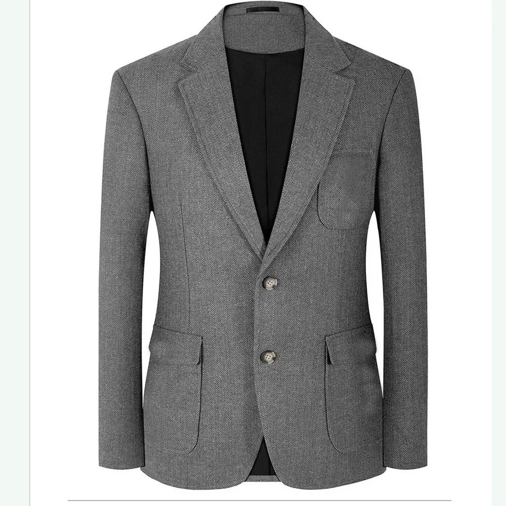 

Men's Herringbone Wool Blend Tweed Hunting Jackets Men's Blazer Elegant Man Suit Jacket Italy Retro New Style Jacket Man Coat