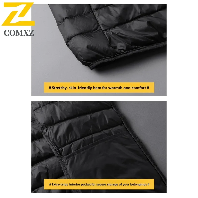 COMXZ Autunno Inverno New Fashion Stand Colletto Cappotto da uomo Piumino leggero Tendenza Casual Versatile Impermeabile Antivento 2025