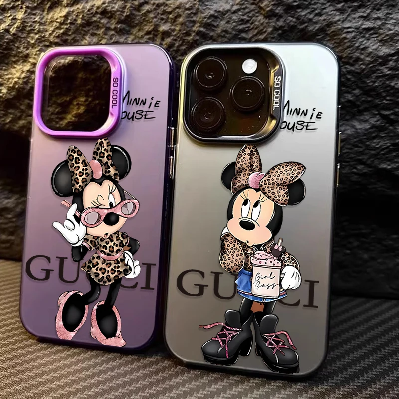 Funda de Teléfono Creativa y Linda de Disney Minnie para iPhone 17 16e 16 15 14 13 12 11 mini Pro Max X XR XSMAX 8 7 Air Plus, Anti-Caídas, Mate