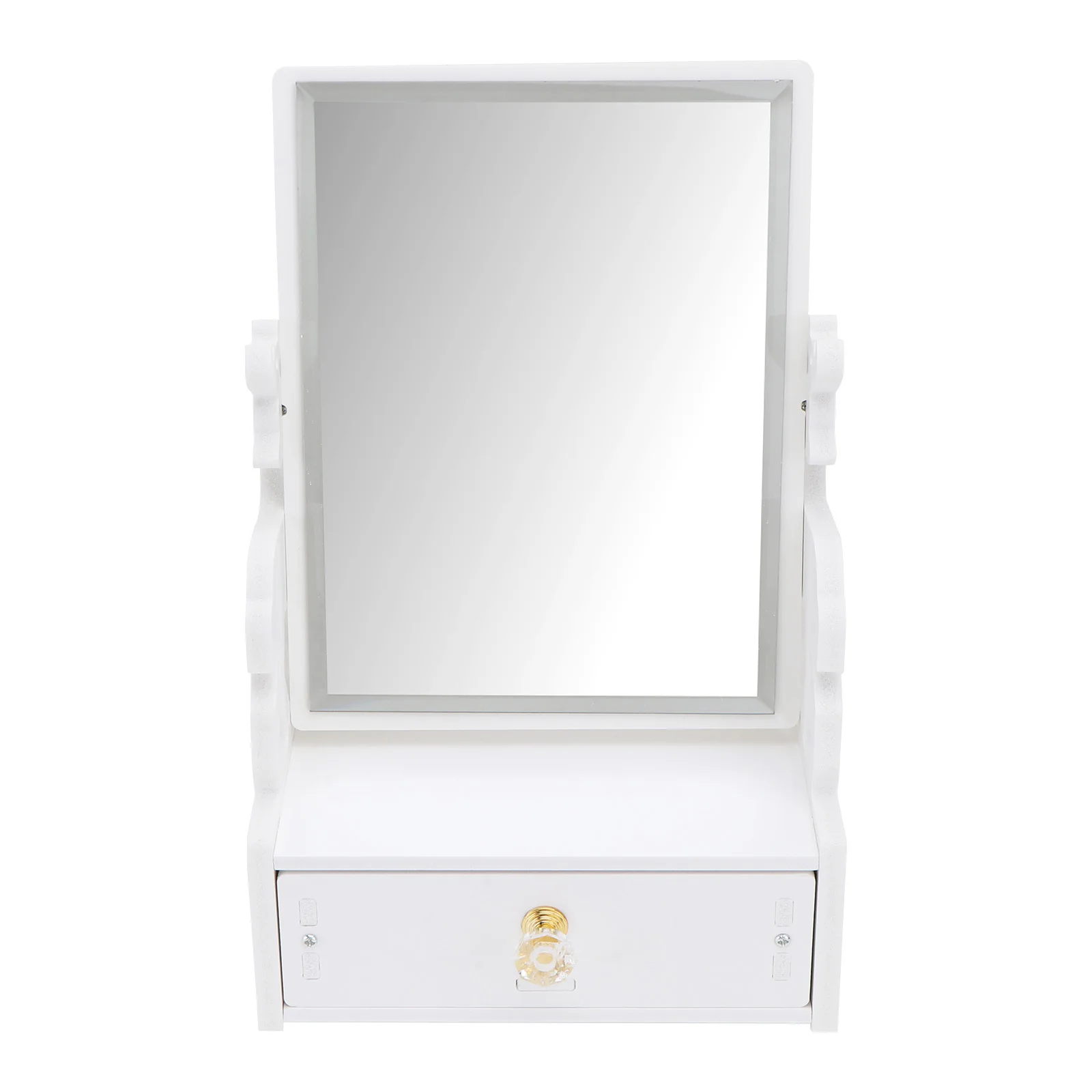 Schöner Kosmetikspiegel mit Schublade, glatt polierende Kunststoffplatte, Desktop-Schminkspiegel für Studenten, Büroangestellte