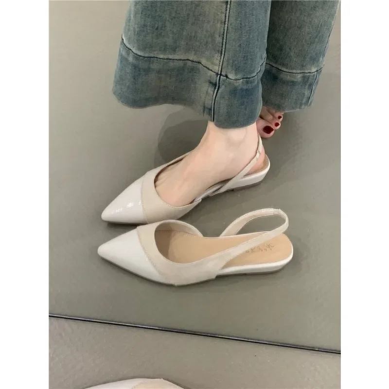 Женские темпераментные сандалии, размер 35–40 ярдов, новые кожаные туфли с острым носком и ремешком на спине, удобная дорожная обувь с мягкой подошвой