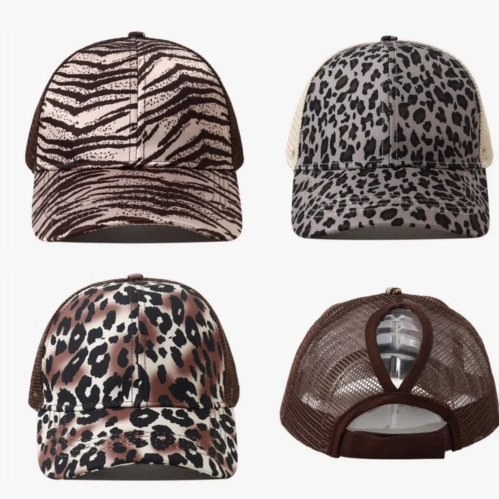 

Fashion Ball Hat Snapback Trucker Sports Spring Summer Leopard Hardtop Baseball Headwear Cap Women Ponytail Sun Outdoor 2M10