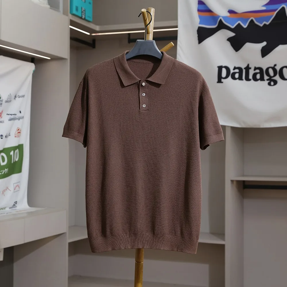 

Summer Men's Shirt 3D Knitted Short Sleeve Casual Comfortable Flip Collar Breathable Quick Dry Lightweight Fas...