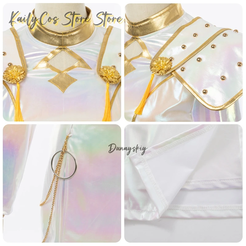 Kids White Performance Costume KPOP Huntrix Zoey Cosplay Costume Wig KPop Demon Hunters Uniform Halloween Party