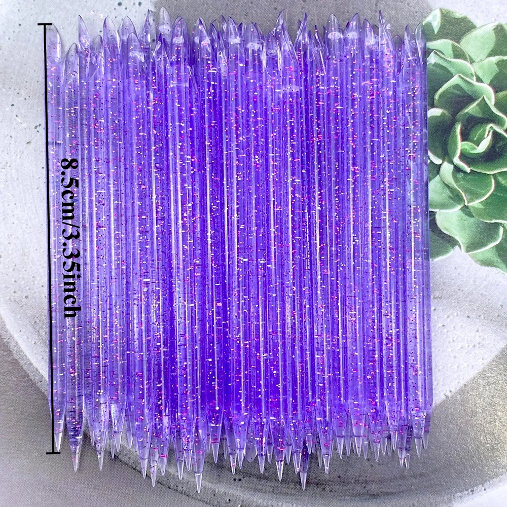 100/400Pcs Reusable Nail Art Cuticle Pusher Acrylic Double Sided Nail Sticks Crystal Glitter Pedicure Nails Care Manicures Tools