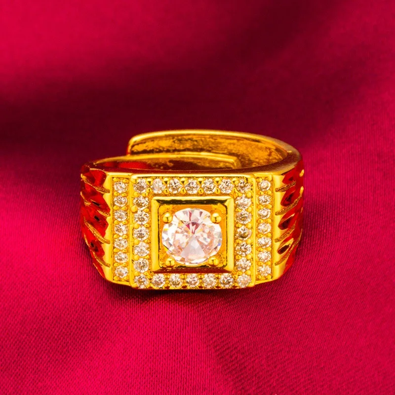 Image of 9999 Echtgold 24K reines Gold Hochwertiger Eiffelturm-Paarring Goldring verstellbar Herren- und Damen-Goldschmuckring