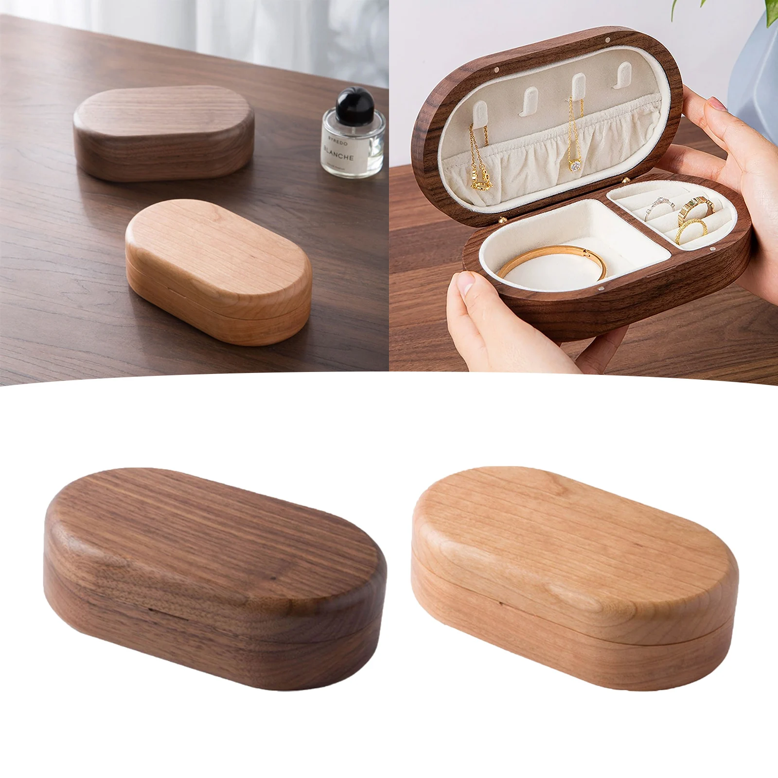 

High Quality Wooden Jewelry Box Delicate Walnut Jewelry Box Holder For Rings Earrings Necklace Storage Boxes For Girls Women