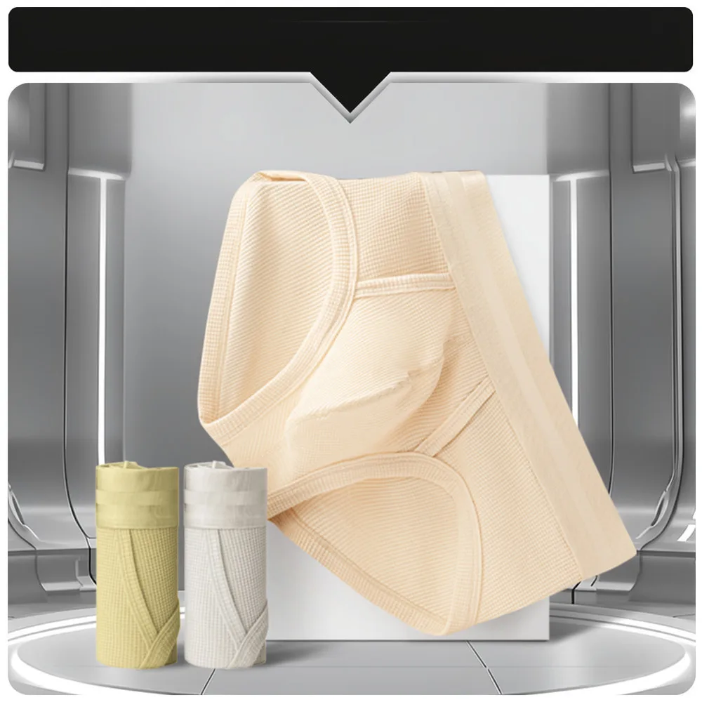 Mens Breathable Briefs Waffle Texture Modal Underwear Mid Waist Comfortable Quick Dry Supportive Pouch Underpants For Fitness