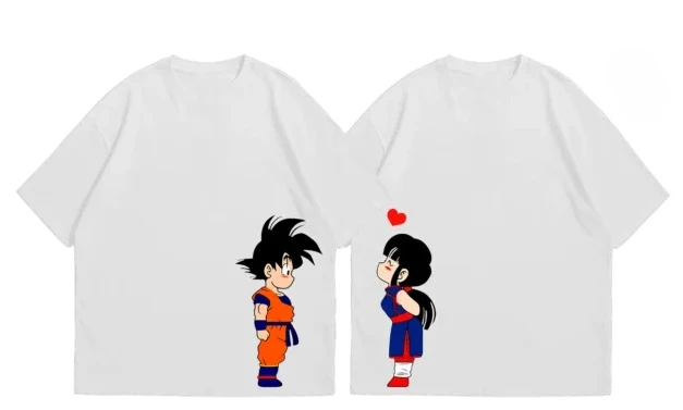 Goku or Milk Chi Chi Couple T Shirt Dragon Ball Z Anime Fans Gift for Her Him Mens Summer Cotton Women Tee Streetwear Casual