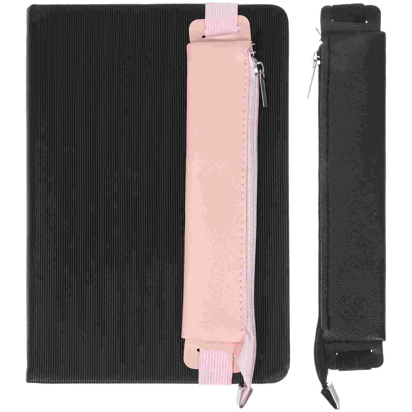 

2 Pcs Pencil Case Stationery Modern School Cases Elastic Solid Black Zipper Zippered Bag Pouch