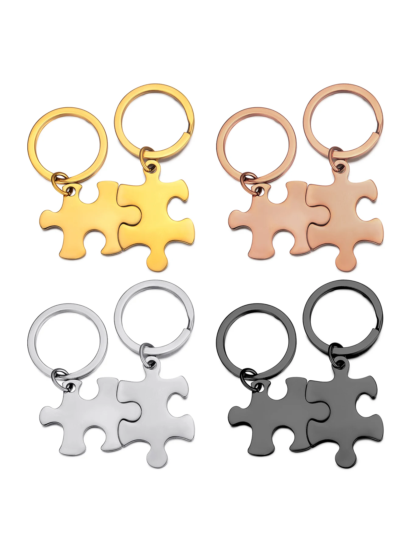 1 paire de porte-clés puzzle en acier inoxydable, pendentif personnalisé gravé avec le nom et le texte, pour frères, sœurs, couple, bijoux, cadeau