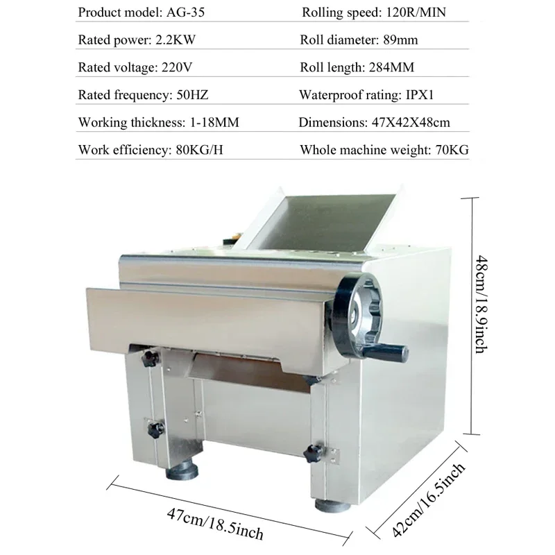 PBOBP Electric Noodle Press Commercial Dumpling Skin Rolling Pressing Equipment Stainless Steel Kneading Machine Dough Sheeter