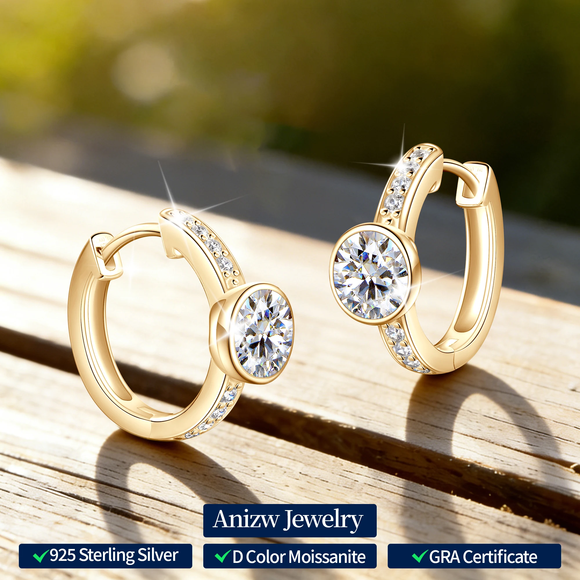 

Anziw 1.0ct 6.5mm D Moissanite Drop Small Hoop Huggies Earrings 925 Silver Wedding Earring Fine Jewelry Valentine Gift for Women
