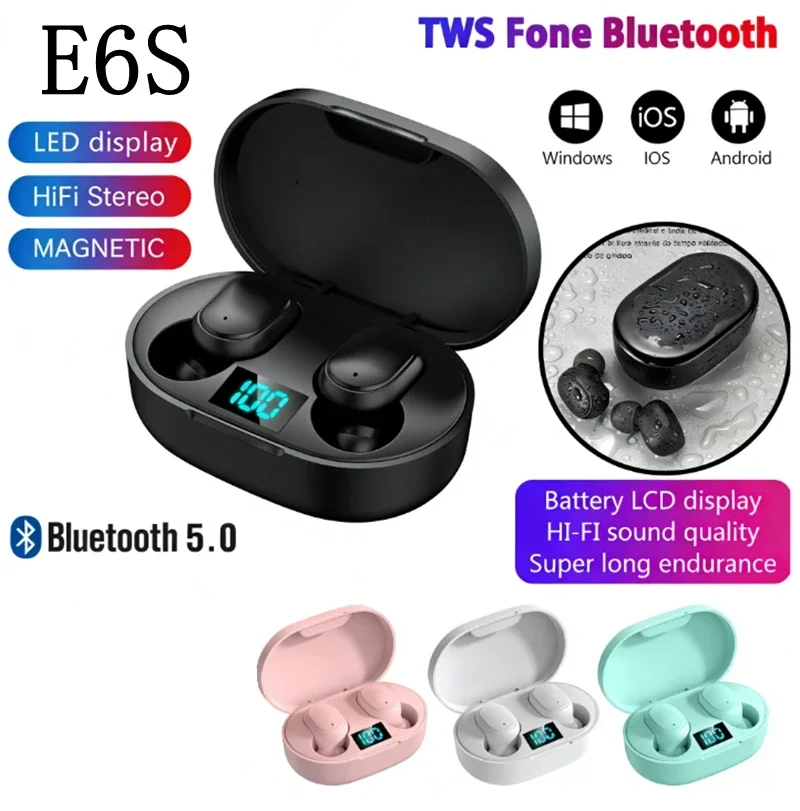 

2026 New E6S Wireless Earbuds Noise Canceling Waterproof Ear Buds in-Ear Stereo Headphones with LED Display Charging Case