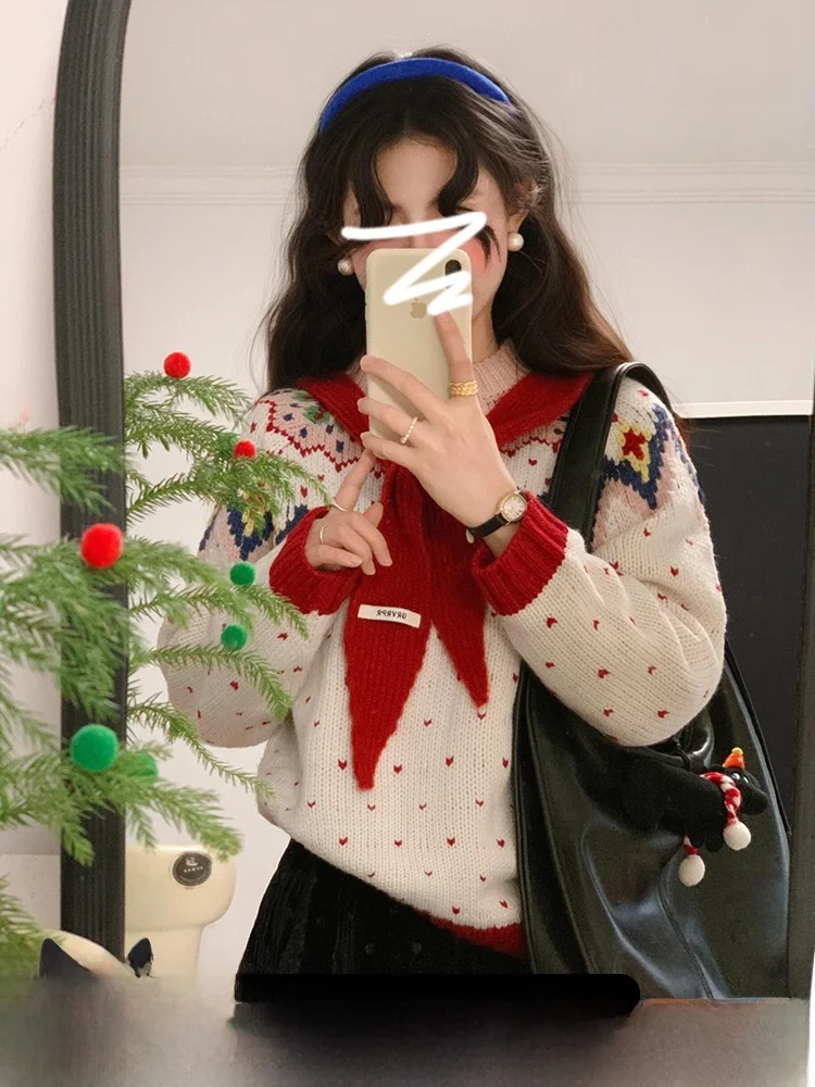 سترة نسائية محبوكة للعام الجديد لعام 2025 كسول Sle فريد من نوعه جميل الراقية ملمس الخريف والشتاء فضفاضة تناسب الدفء