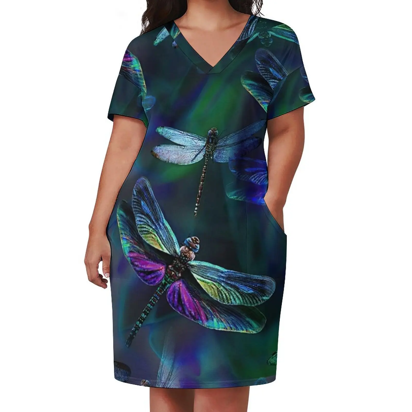 Magical Dragonfly Art Loose Pocket Dress Women