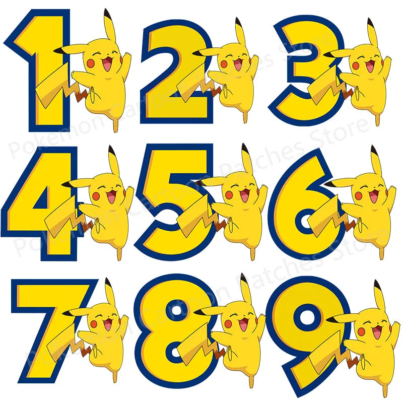 Pokemon Game Pikachu Patches for Clothing DIY T-Shirt Hoodies Birthday Lucky Number Heat Transfer Thermal Party Supplies Gift