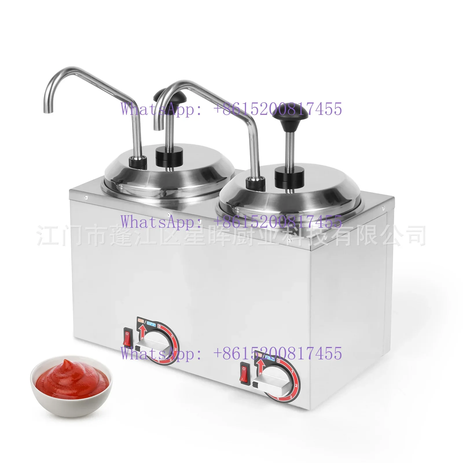 Electric cheese cheese machine dispenser Double head square stainless steel sauce pump Cheese insulation heating distribution