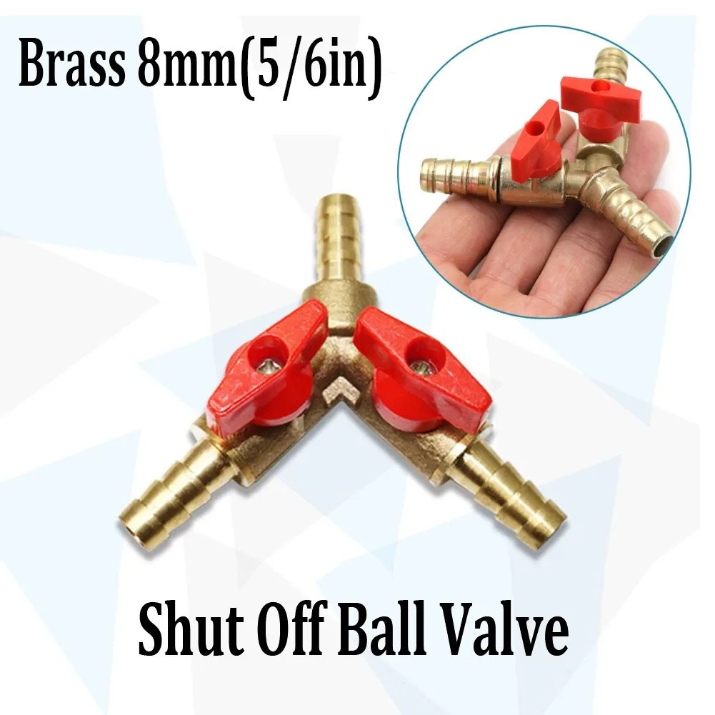 Brass Y Configuration 3 Way Ball Valve 5/16 inch Compatible with Standard Hose Barb Fittings for Fluid Control