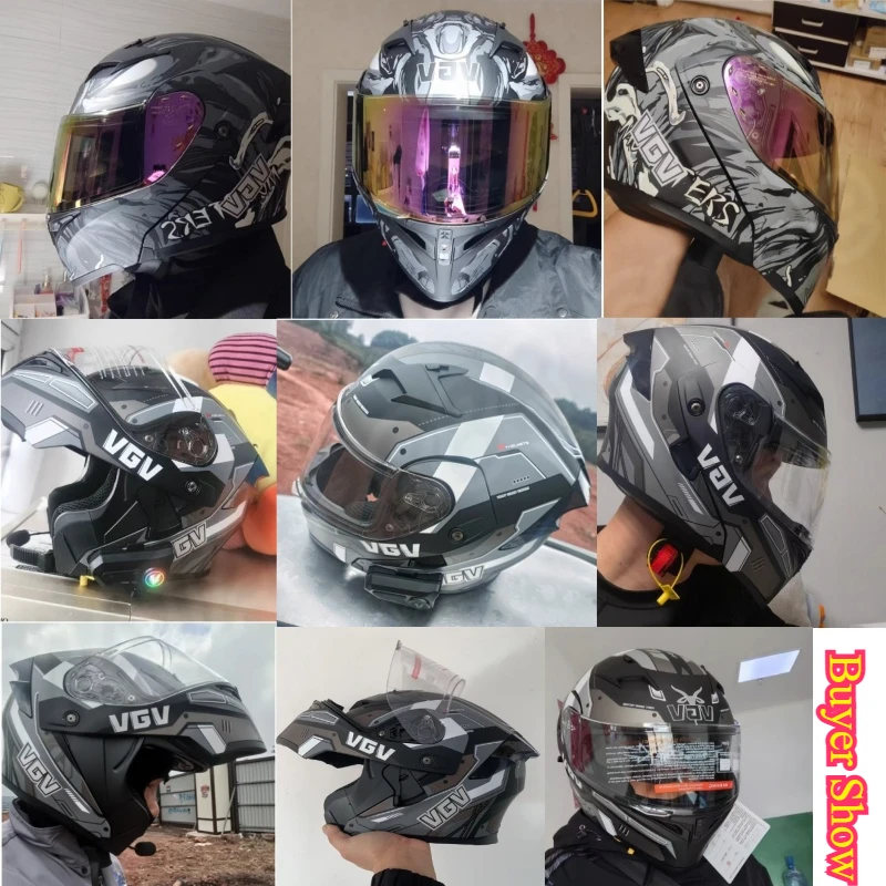 For VGV Motorcycle Bluetooth Helmets Crash Motorbike Double Visors Helmet DOT Approved Full Face Casque Moto Racing Capacete