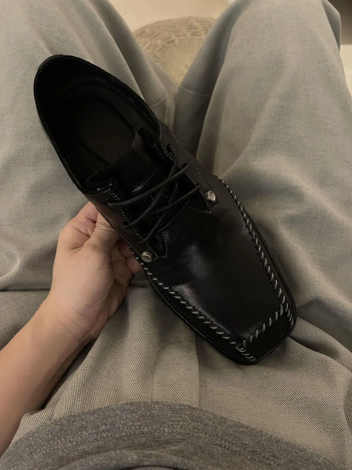 2025 Square Head Commuter Niche Suit Best Man Leather Men British Style Casual Business Wedding Groom Derby Shoes