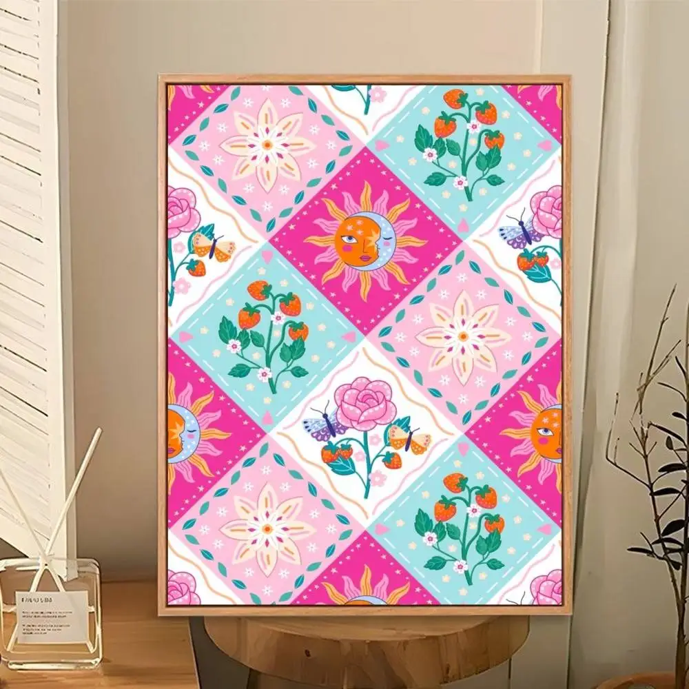 Turkish Tile Watercolor Painting Poster Perfect Space Sticker Self Adhesive for Office Home Theater Wall Art Decor Fancy Gift