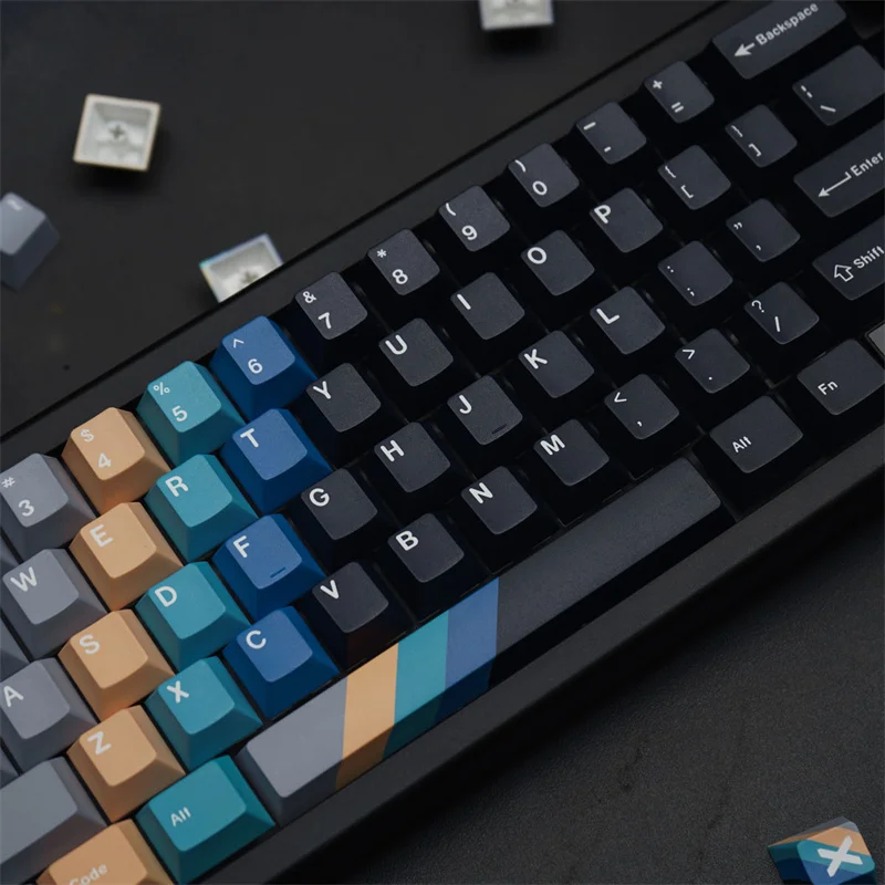 คีย์บอร์ด PBT ไล่ระดับสีแบบกำหนดเองได้129คีย์2.25U 2.75U 7U Spacebar Alice 80 Pro