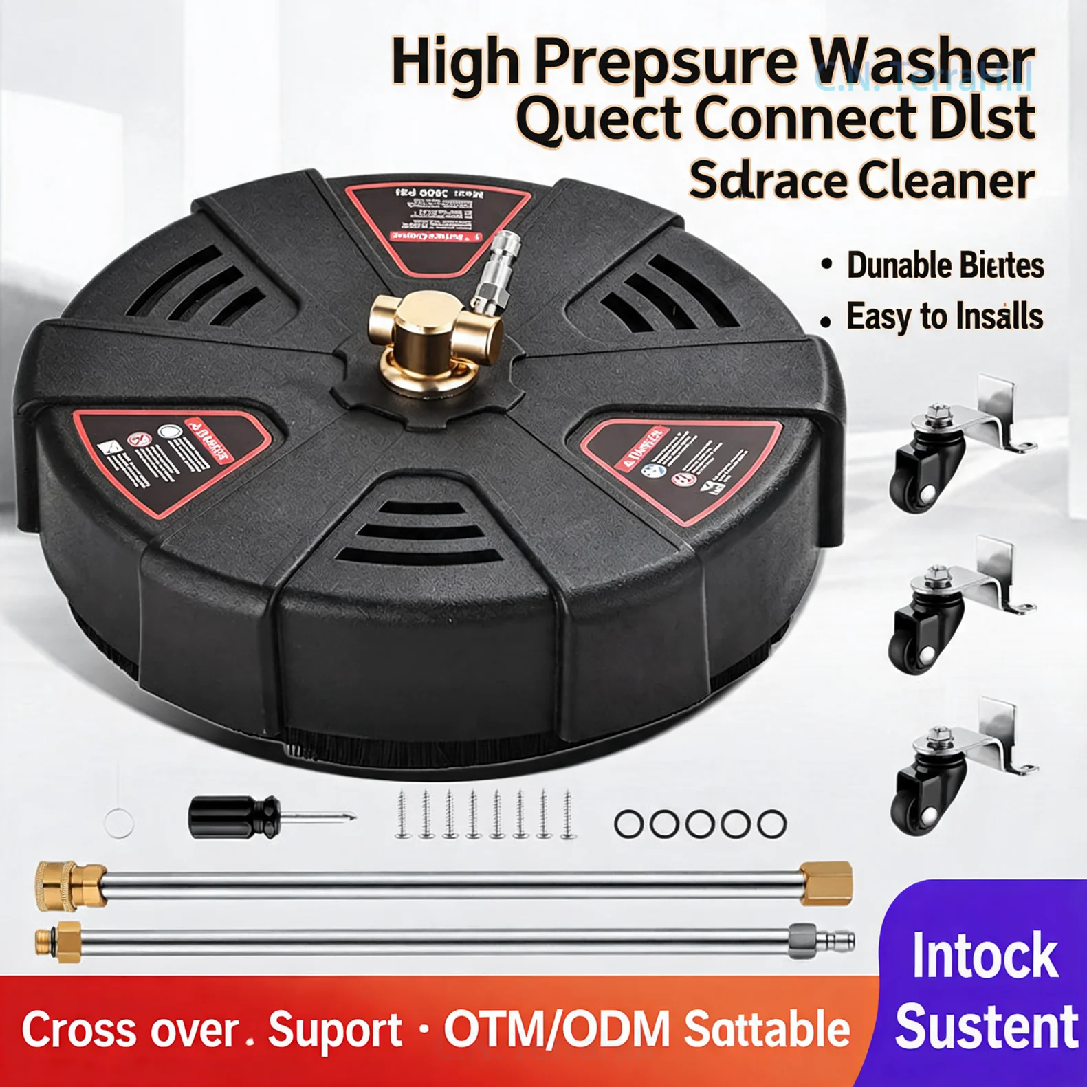 High Pressure Washer Surface Cleaner Disc 1/4 Quick Connect 13 Inch 16 Inch Universal Wheel