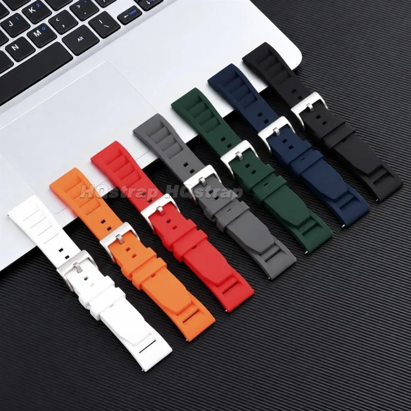 20/22mm Silicone Watch Strap Breathable Groove Waterproof Rubber Watchband Quick Release Wristband for Seiko for Rolex Bracelet
