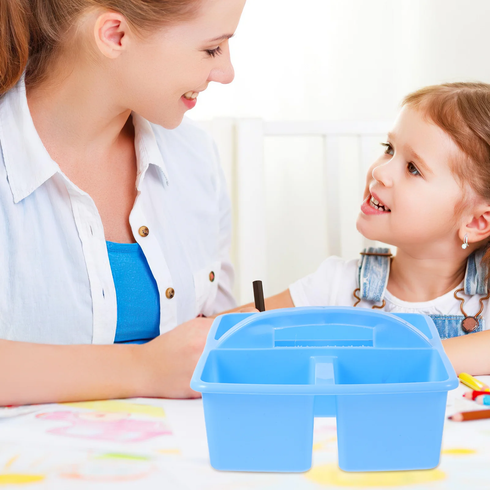 Contenitore portaoggetti a 3 scomparti in plastica portatile per l'aula, portaoggetti per forniture artigianali