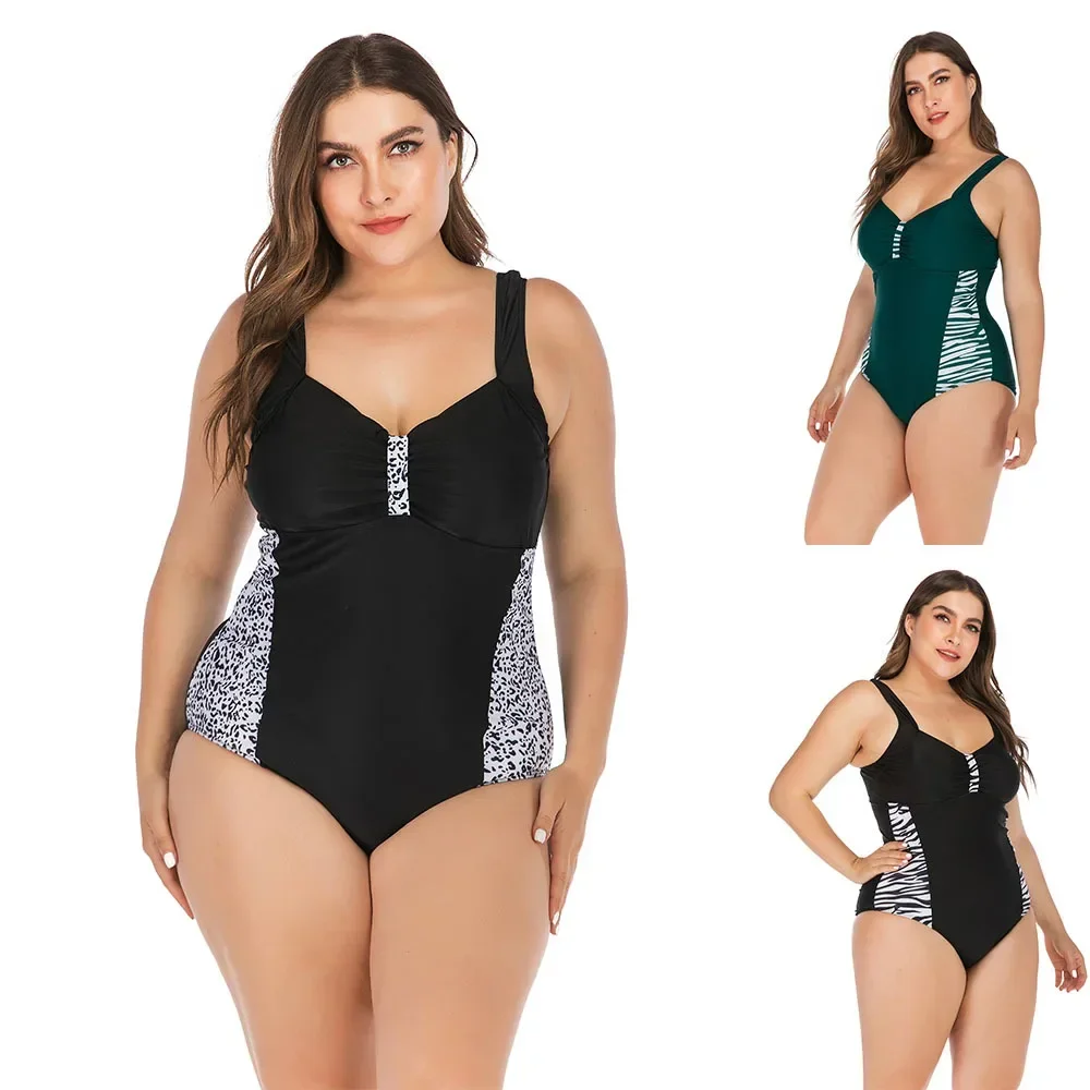 

Sexy Leopard Large Plus Size 5XL Swimwear Women One Piece Swimsuit For Fat Lady Beach Bathing Swiming Suits Biquini Female