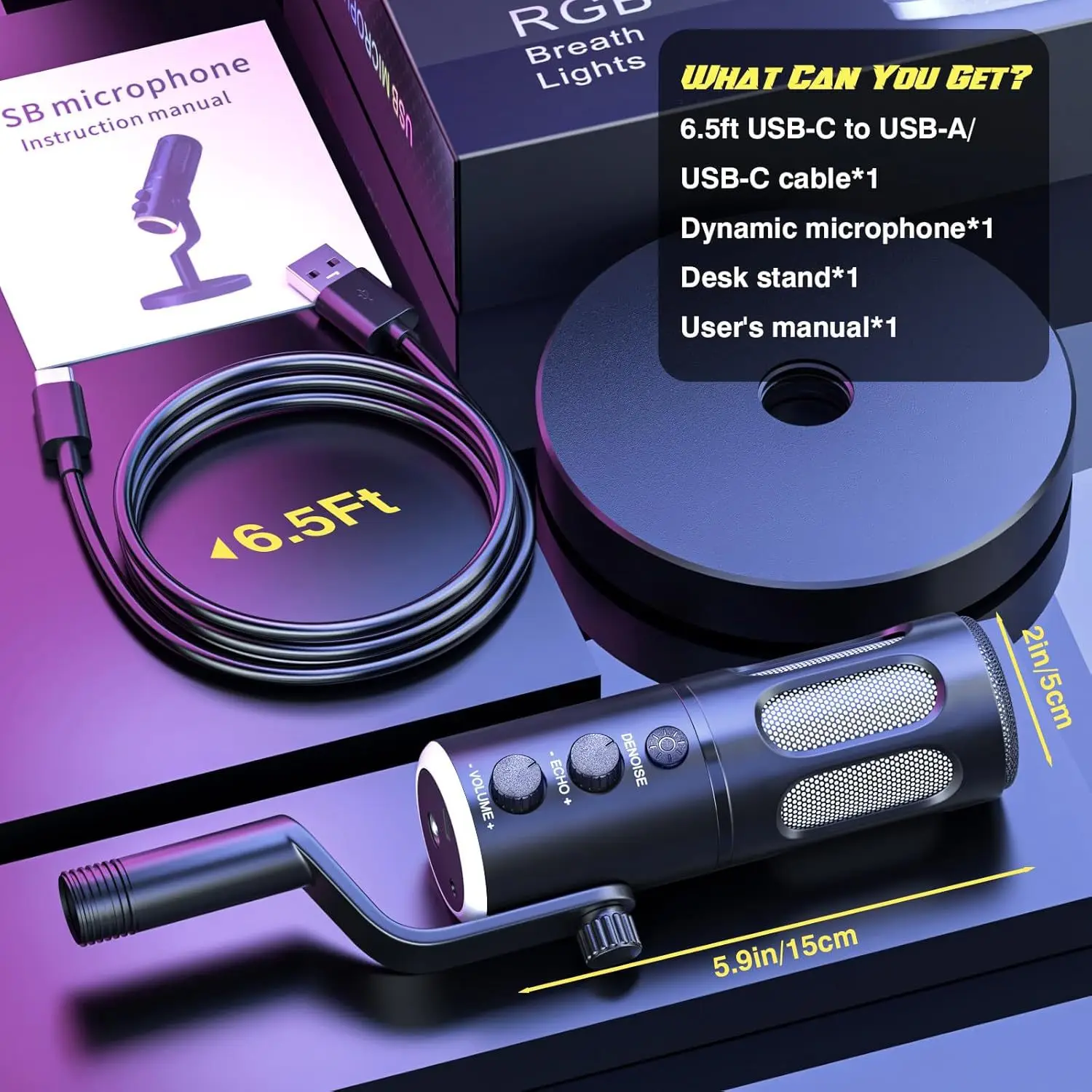 يمكن توصيل ميكروفون USB إلى TYPE-C/USB يدعم البث المباشر والتسجيل على الهواتف وأجهزة الكمبيوتر