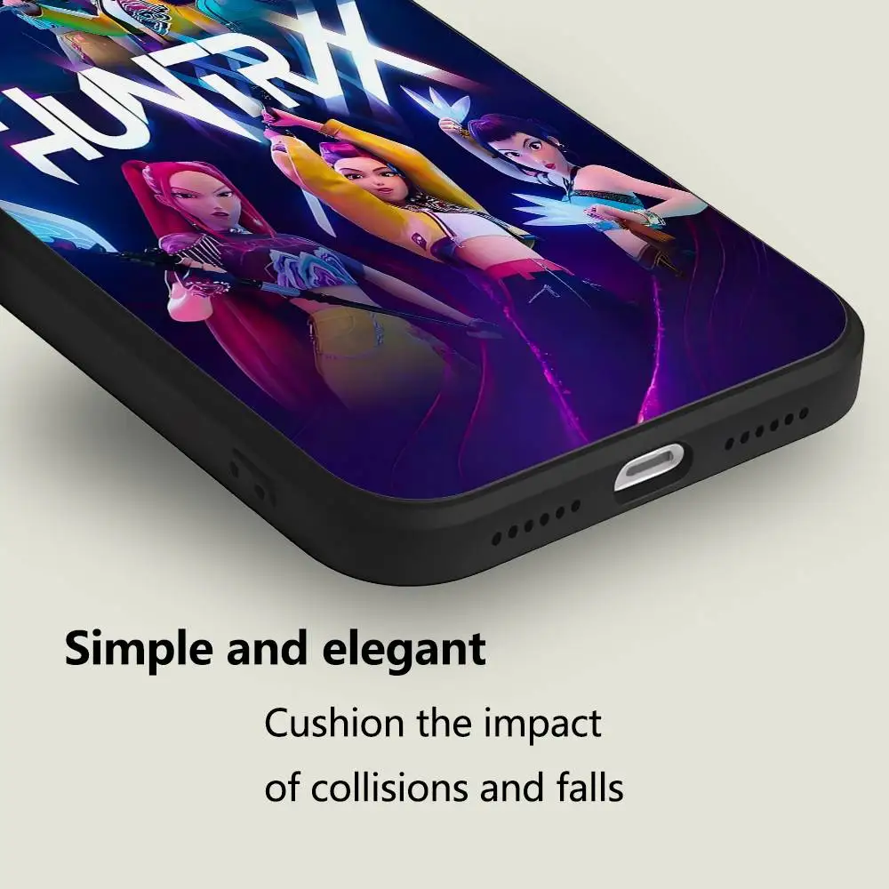 KPop شيطان الصيادين جراب هاتف أسود سيليكون ماتي جراب هاتف آيفون 17 الهواء 16 15 14 13 12 11 برو ماكس بولي TPU لينة حالة