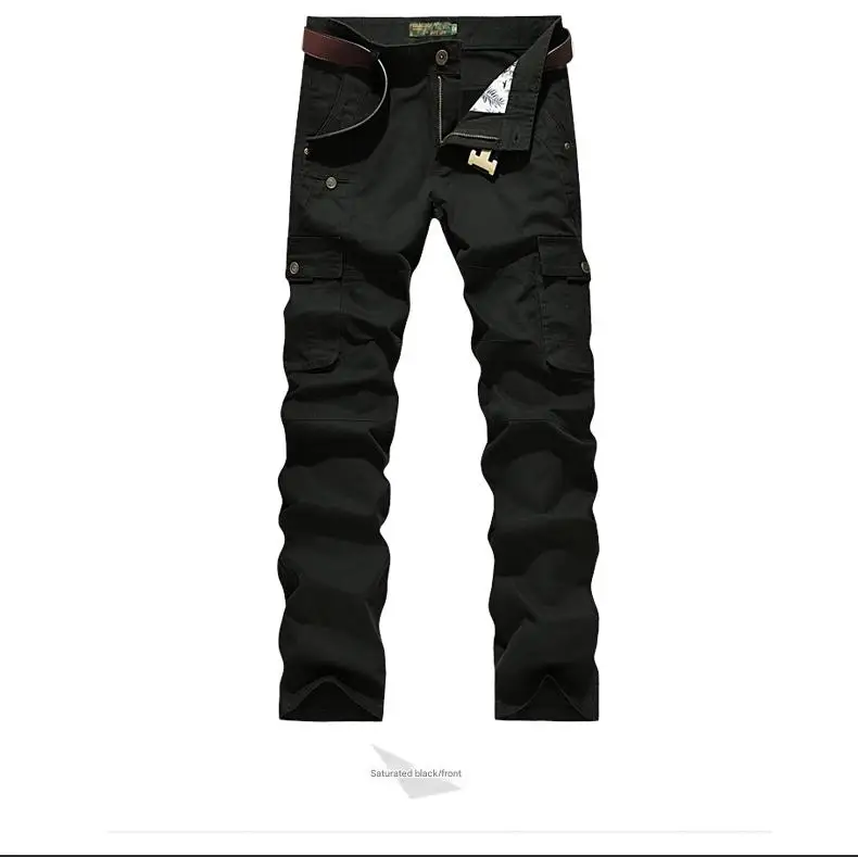 شحن مجاني السراويل العسكرية الرجال السراويل العمل البضائع القتالية في الهواء الطلق متعددة جيب مستقيم الساق القطن قماش الجيش التعب بنطلون #1