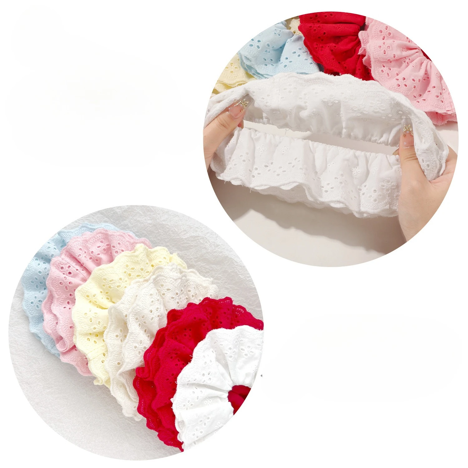 Oversized Ruffles Hair Scrunchies Women Elastic Hairbands Ponytail Holder Solid Color Hair Hoop Rubber Bands Hair Accessories