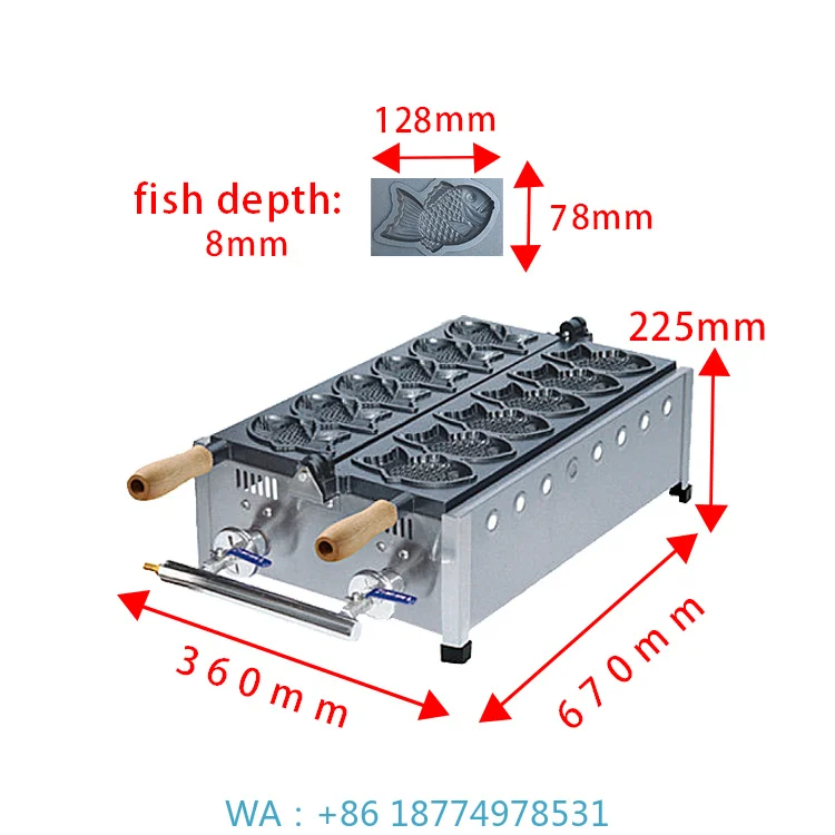 Mini Vertical Commercial Multi-Mold Forming Station With 6 Fish Cavities For Honeycomb Waffle Cone & Taiyaki Uniform Molding