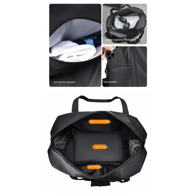 حقيبة كتف مفردة للرجال ذات سعة كبيرة، حقائب سفر للأعمال، حقيبة يد جافة ورطبة قابلة للفصل #4