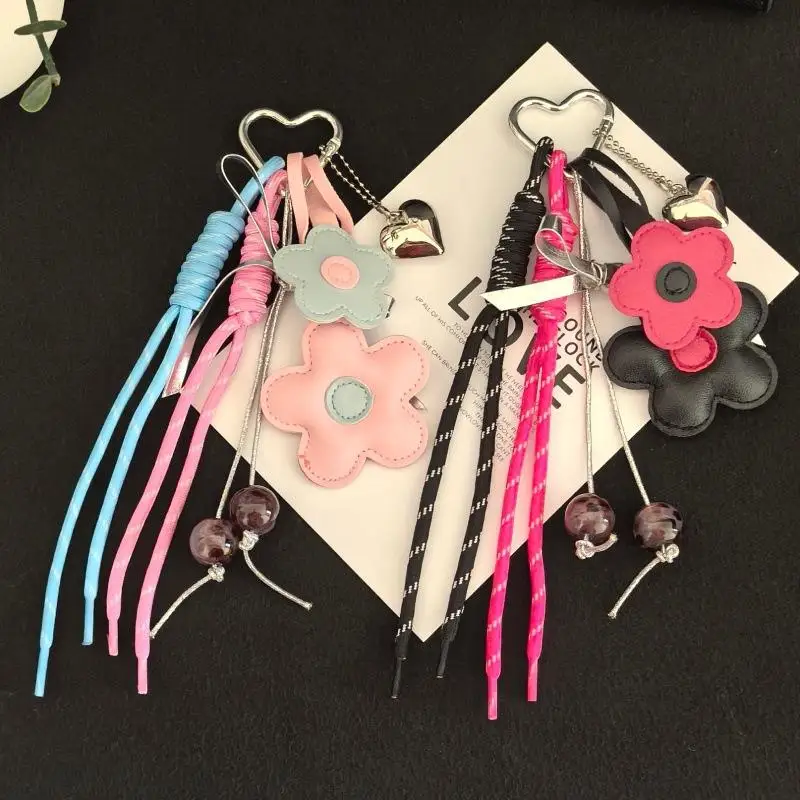 

Cute PU Leather Flower Heart Bag Charm & Keychain, Boho Bag Pendant For Women, Aesthetic Accessory