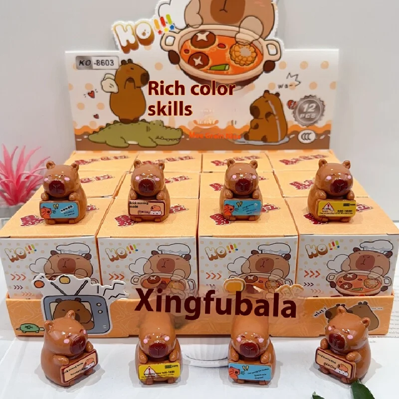 

New Cartoon Rich Capibala Handheld Blind Box High Beauty Cute Mini Doll Desktop Ornament Trendy Model Happy Blind Box