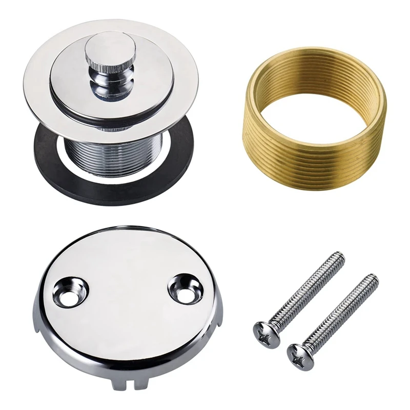 1 Set Chrome Polished Bathtub Tub Drain Conversion Kit Assembly Lift And Turn Twist Tub Drain Trim With Overflow Faceplate