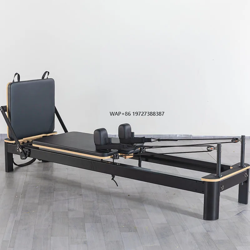 Durable Eco-Friendly Studio Personal Aluminium Pilates Reformer with Sitting Box Extender Double Loop Straps for Body