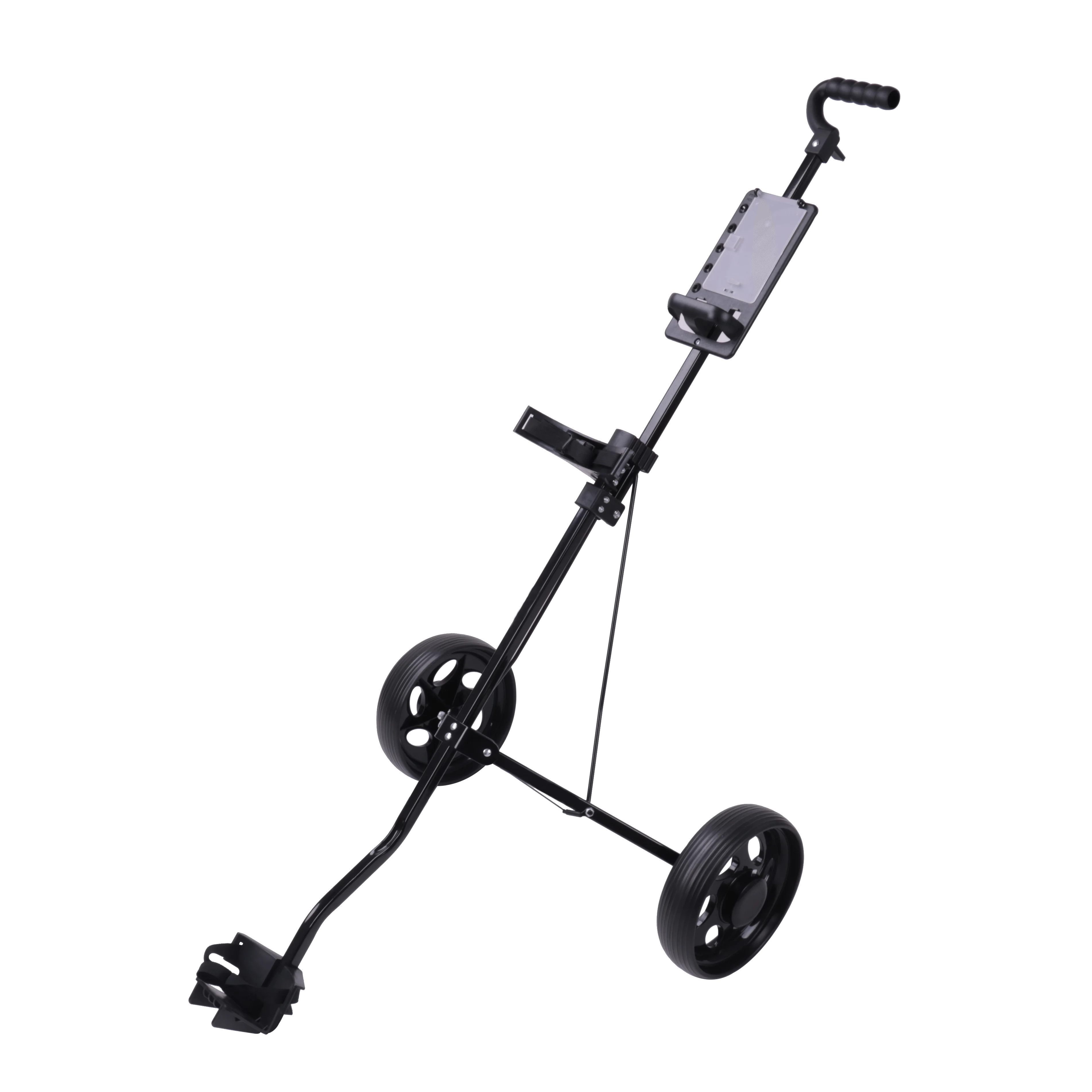 Foldable Iron Golf Cart, 2-Wheel  Lightweight Trolley Black, Durable Smooth Roll, Compact for Course Transport and Storage