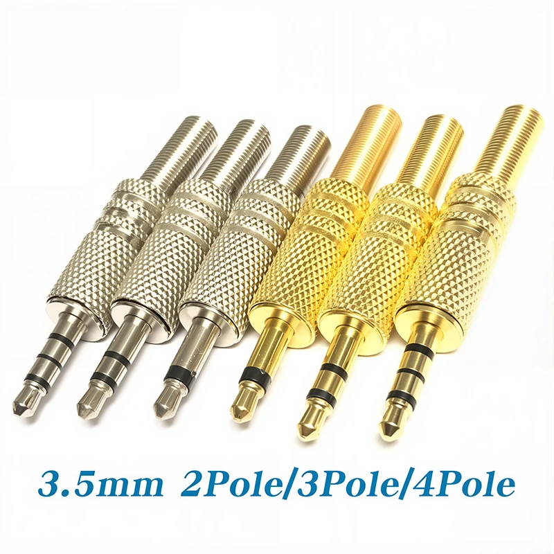5Pcs Metall 3,5mm Männlichen Kopfhörer Stecker Mono Stereo Audio Solder Stecker 3,5mm 2Pole 3Pole 4Pole kopfhörer Jack Adapter