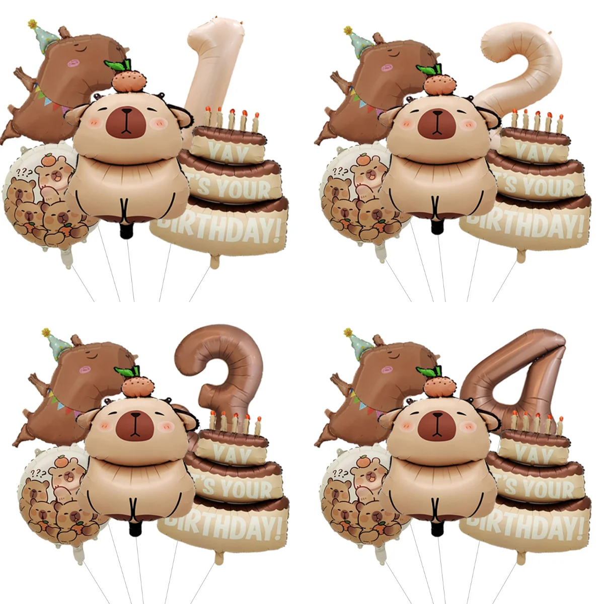 Exquisites Handgefertigtes Capybara Geburtstags-Ballongirlanden-Set Hochwertige Latex- und Folienballons für Heimpartydekoration