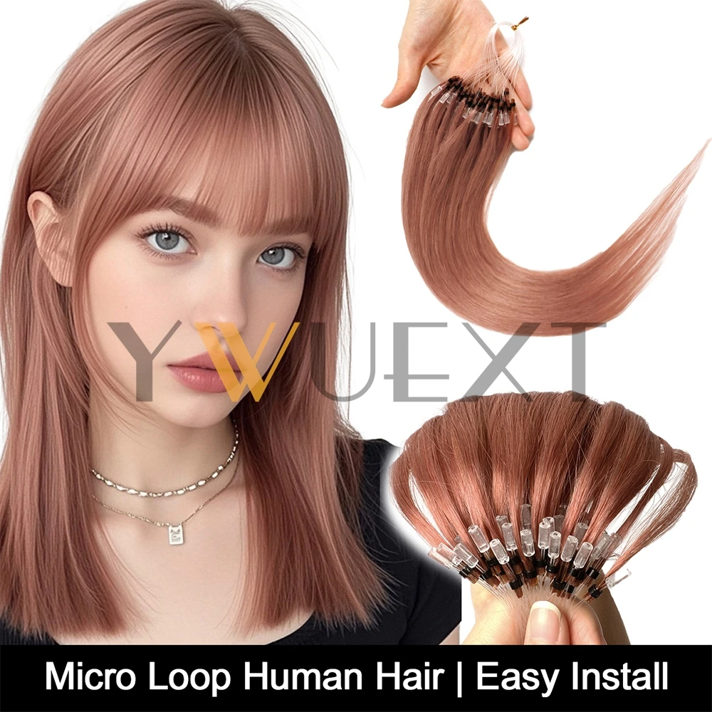 

Настоящие натуральные человеческие волосы с микропетлей для наращивания волос в пепельно-сером 12 16 20 дюймов, прямые волосы с легкой петлей, 50 шт., 30 г/упак.