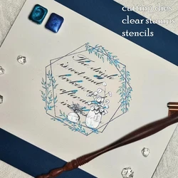 Happy Birthday Sentiments Ornate Spring April Showers 2024 Newest Cutting Dies Clear Stamp Stencil for Scrapbooking Paper Making