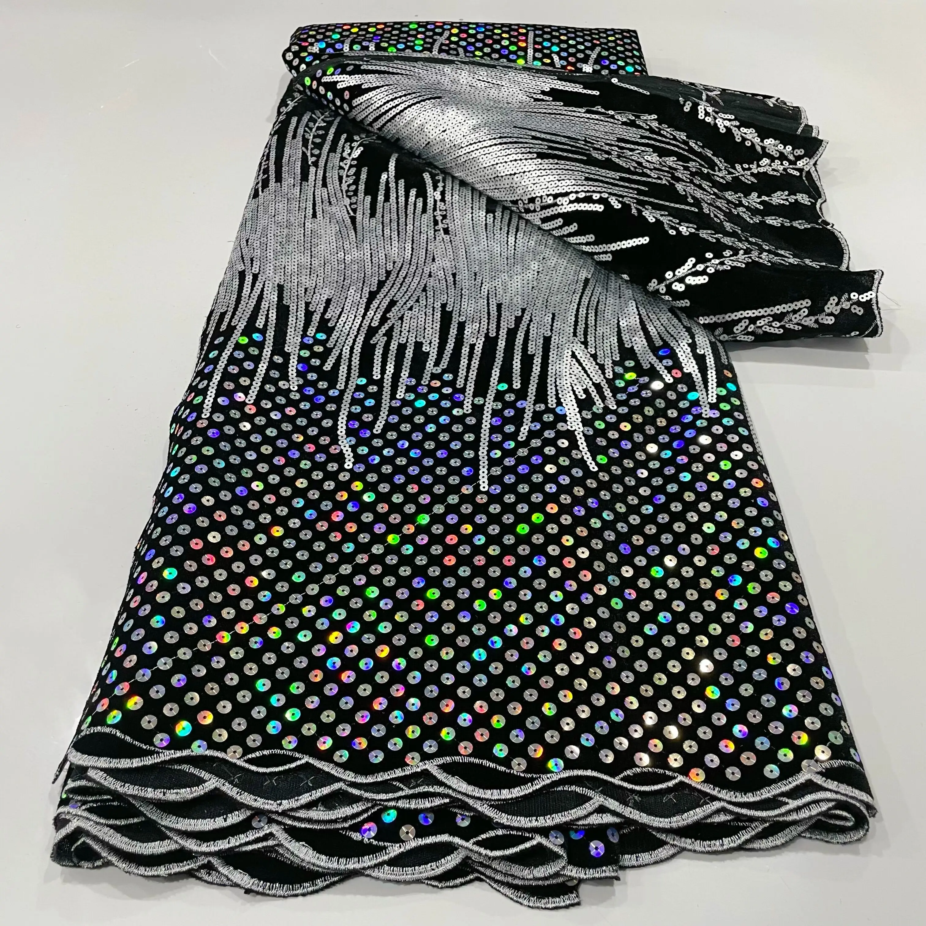 Tissu de dentelle de velours africain pour femmes, haute qualité, robe de soirée de luxe, broderie de paillettes, matériaux de dentelle NigWin,