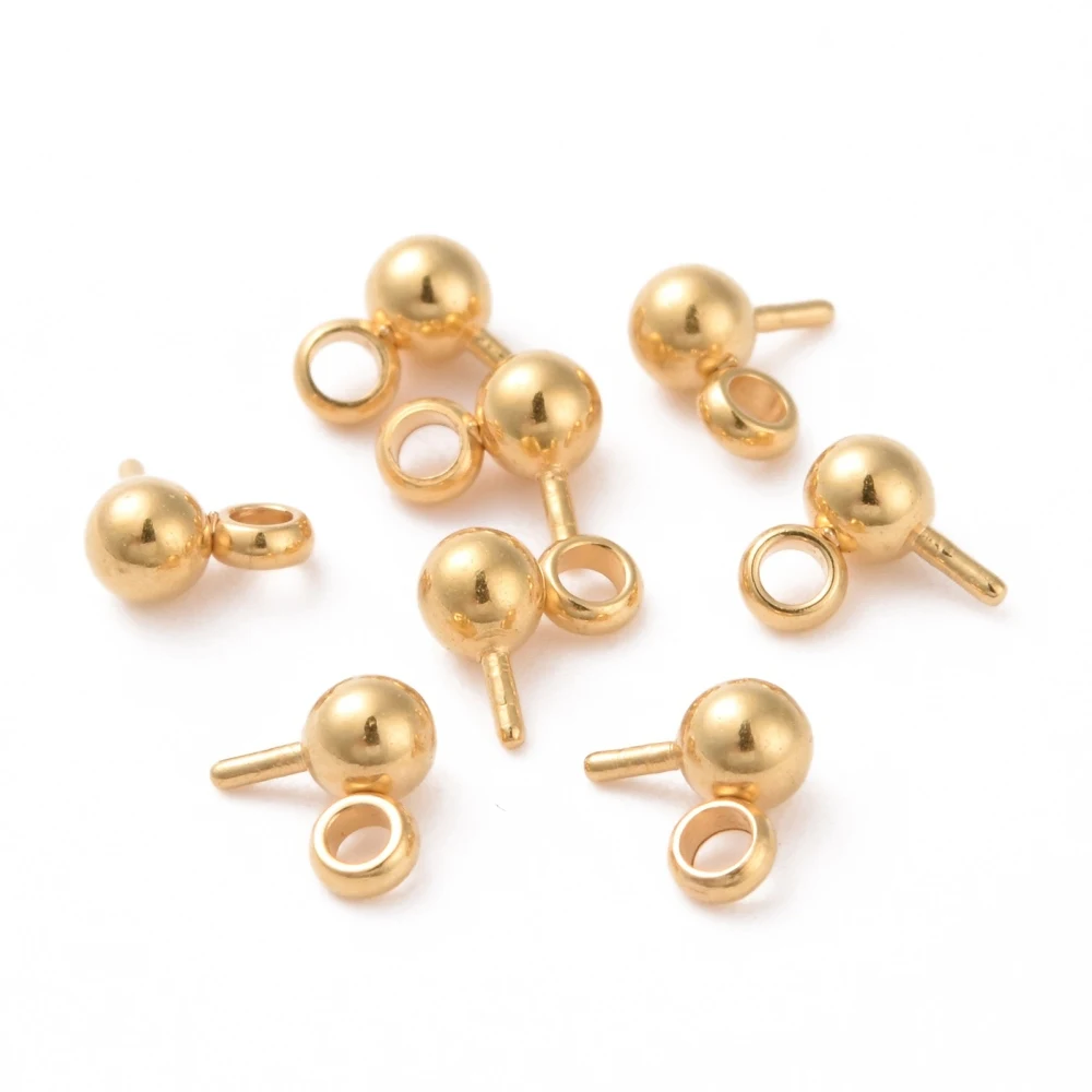 200 stks 304 Rvs Ball Stud Earring Post met Horizontale Loops Pins voor DIY Oorbel Dangle Sieraden Maken 5x3mm