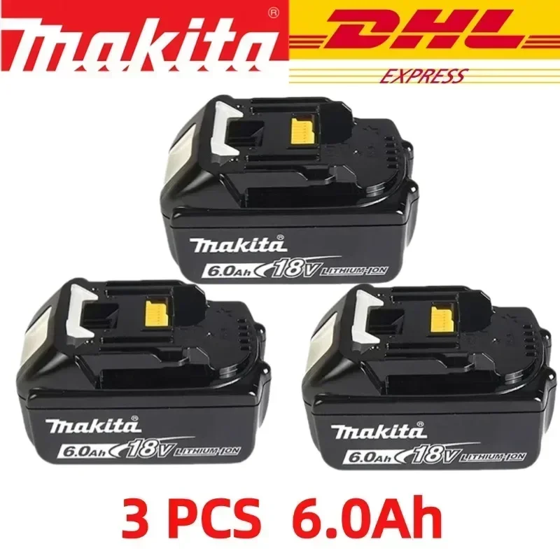 100% originele Makita-batterij, 18V 6,0Ah oplaadbare batterij, vervanging van Makita BL1830BL1840BL1850BL1860B, elektrisch gereedschap batterij