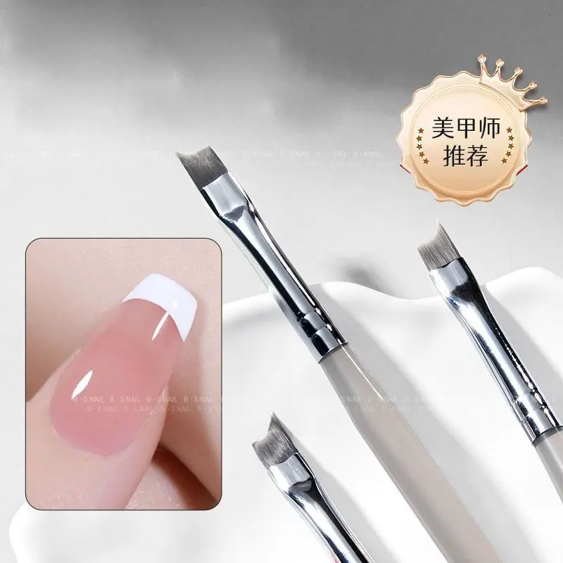 1 pz testa obliqua punta francese pennelli per unghie forma di luna francese pennello per unghie penna gel UV pittura acrilica disegno penna strumenti per manicure 8 #